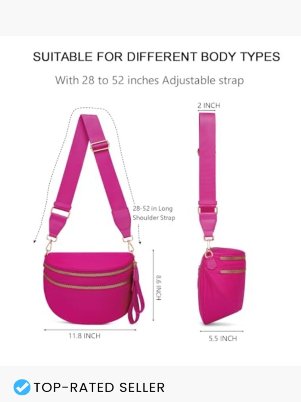 Trendy Crossbody Bum Bag Fanny Pack for Travel Spacious Checkered Nylon - Picture 3 of 7